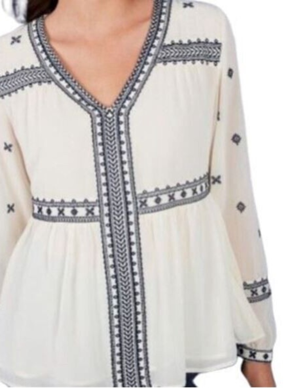 NWT Stella & Dot Maette Lela Boho Embroidered Chiffon Womens Blouse